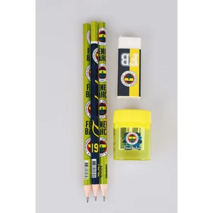 LİSANSLI FENERBAHÇE 5'Lİ KURŞUN KALEM, SİLGİ VE FORMA TASARIM KALEMTRAŞ SETİ