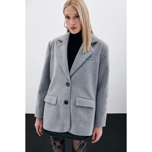 Düğmeli Kaşe Ceket - Antrasit