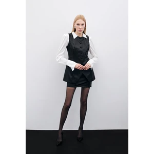 Uzun Deri Yelek - Siyah