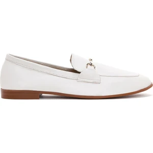 Kadın Krem Deri Maskülen Loafer 25SFD350618