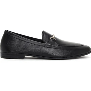Kadın Siyah Deri Maskülen Loafer 25SFD350618