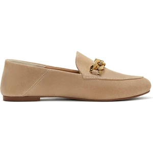 Kadın Bej Süet Deri Maskülen Loafer 25SFD290110