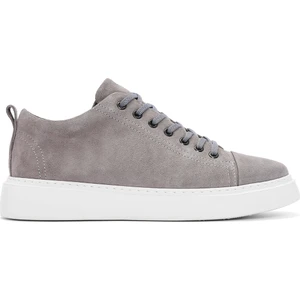 Erkek Gri Bağcıklı Süet Deri Sneaker 25SFD752110