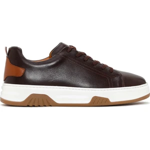 Erkek Kahverengi Bağcıklı Kalın Tabanlı Deri Sneaker 25SFD6882FT
