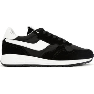 Erkek Siyah Bağcıklı Deri Sneaker 25SFD707414