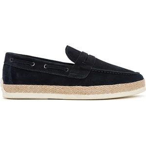 Erkek Lacivert Süet Deri Casual Loafer 25SFD680910