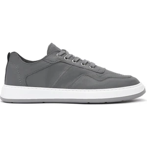 Erkek Gri Bağcıklı Deri Sneaker 25SFD707218