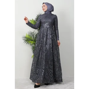 Fidan Tesettür Abiye Koyu Gri