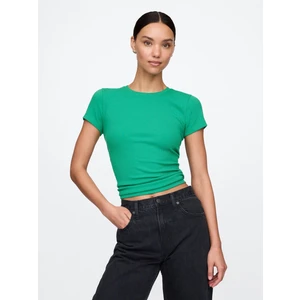 Kadın Yeşil Modern Rib Crop T-Shirt