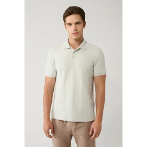 Erkek Gri %100 Pamuk 3 Düğmeli Jakarlı Polo Yaka T-shirt A41y1147