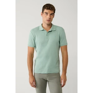 Erkek Su Yeşili 3 Düğmeli Polo Yaka T-shirt Jakarlı Regular Fit A41y1354