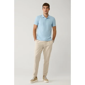 Erkek Bej Beli Lastikli Bağcıklı Ketenli Pamuk Dokulu Korıkos Chino Pantolon B003036