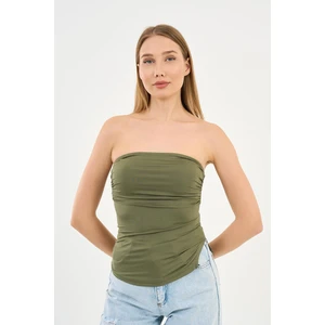 Alexandergardi Yırtmaçlı Straplez Bluz (B24-00226)