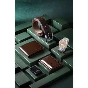 Polo Air Erkek Kol Saati Cüzdan Kemer Kartlık Çakmak Kombin Set PL-0838E3 Kahverengi Set