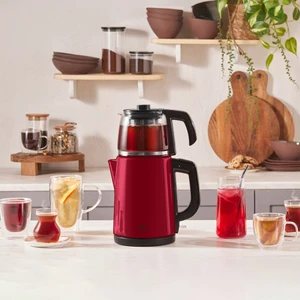 Tea Glass 2 In 1 Çelik Çay Makinesi ve Kettle Viva Magenta