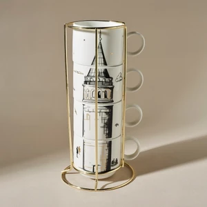 X İst Collection Galata 4 Parça Standlı Mug Kupa