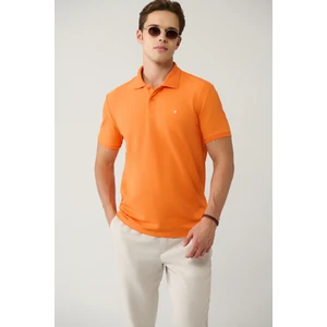 Erkek Turuncu Regular Fit %100 Pamuk Hızlı Kuruyan Kıvrılmayan Polo Yaka T-shirt B001032