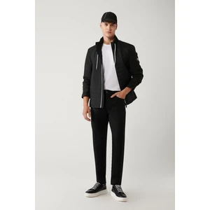 Erkek Siyah Klasik Bel Armürlü Karışımlı 5 Cep Perge Slim Fit Pantolon A41Y3071