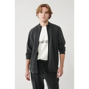 Erkek Antrasit Dik Yaka Baskılı Soft Touch Baskılı Sweatshirt A41y1225