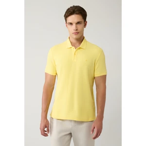 Avva Erkek Sarı Kıvrılmaz Polo Yaka %100 Pamuk Basic Regular Fit T-Shirt B001032
