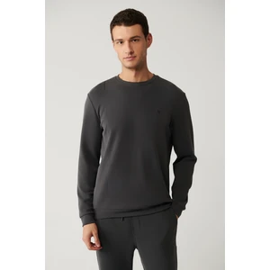 Erkek Antrasit Bisiklet Yaka Baskılı Soft Touch Sweatshirt A41y1224