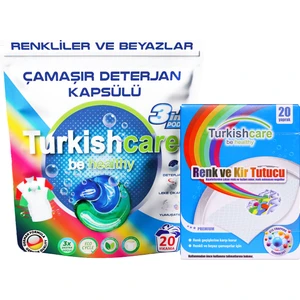 Renkli ve Beyazlar İçin Çamaşır Deterjan Kapsülü ve Renk Koruyucu Mendil Paketi