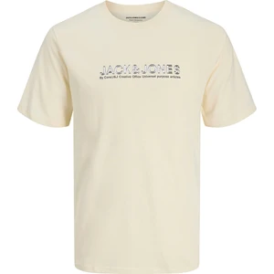 Jack & Jones Jack&jones Dynamic Branding Crew Neck Erkek Bej Yuvarlak Yaka Tişört