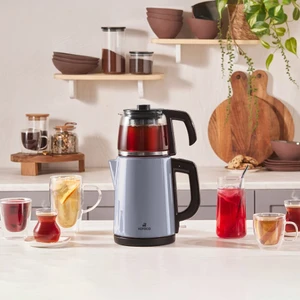 Tea Glass 2 in 1 Çelik Çay Makinesi ve Kettle Ocean Wave
