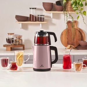 Tea Glass 2 In 1 Çelik Çay Makinesi ve Kettle Cosmic Lilac
