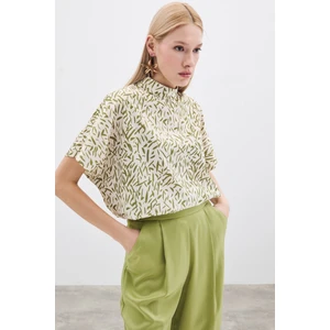 Yarasa Kol Desenli Bluz - Yağ Yeşili