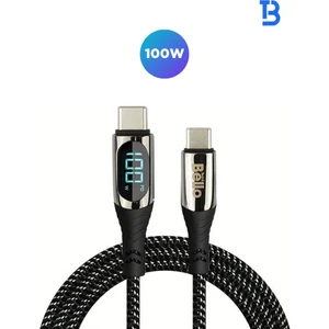 BA-03 Type-C Type-C Göstergeli Örgülü Hızlı Şarj Data Kablosu 100W 1.2m