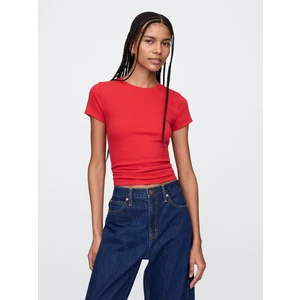 Kadın Kırmızı Modern Rib Crop T-Shirt
