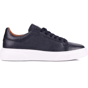 - Lacivert Hakiki Deri Bağcıklı Erkek Sneaker 800-2501