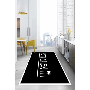 Napoli Home Baskılı Modern Kitchen Yazılı Yıkanabilir Kaymaz Yolluk Salon Mutfak Halısı, Mutfak-67-Siyah,
