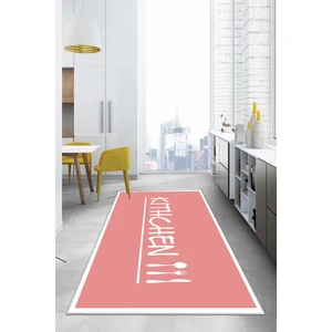 Napoli Home Baskılı Modern Kitchen Yazılı Yıkanabilir Kaymaz Yolluk Salon Mutfak Halısı, Mutfak-67-Pembe,