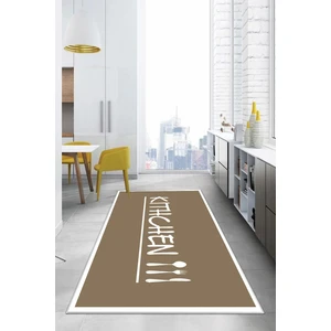 Napoli Home Baskılı Modern Kitchen Yazılı Yıkanabilir Kaymaz Yolluk Salon Mutfak Halısı, Mutfak-67-Bej,