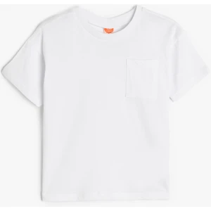 Pamuklu Kısa Kollu Cep Detaylı Bisiklet Yaka Basic Tişört