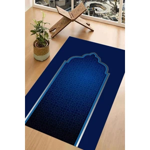 Napoli Home Dijital Baskılı Kaymaz Taban Yıkanabilir Hediyelik Çeyizlik Namazlık Seccade, Seccade-78-Mavi,