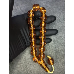 Mos Tesbih Maskot Üst Düzey Toprak Fosilli Toz Kehribar Tesbih