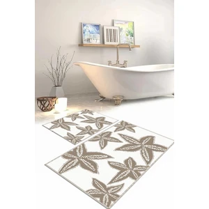 Napoli Home Dijital Baskılı Yıkanabilir Kaymaz Deniz Yıldızı Banyo Paspası Klozet Takımı, Klozet-71-Bej,