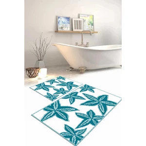 Napoli Home Dijital Baskılı Yıkanabilir Kaymaz Deniz Yıldızı Banyo Paspası Klozet Takımı, Klozet-71-Turkuaz,