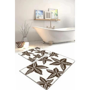 Napoli Home Dijital Baskılı Yıkanabilir Kaymaz Deniz Yıldızı Banyo Paspası Klozet Takımı, Klozet-71-Kahve,