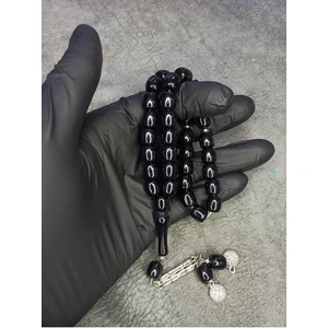 Mos Tesbih Üst Düzey Siyah Toz Kehribar Tesbih