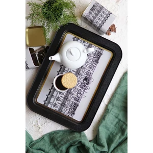 Hesaplı Kasa Urban Desenli Grande Metal Tepsi, 31 x 43 cm