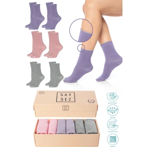 Bambu Kadın Lastiksiz Soket Dikişsiz Premium Çorap Kutulu 6'lı / Iz Bırakmaz / Sıkmayan Çorap