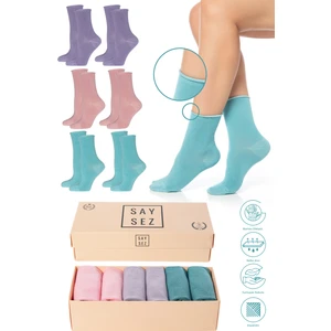 Bambu Kadın Lastiksiz Soket Dikişsiz Premium Çorap Kutulu 6'lı / Iz Bırakmaz / Sıkmayan Çorap