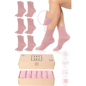 Bambu Kadın Lastiksiz Soket Dikişsiz Premium Çorap Kutulu 6'lı / Iz Bırakmaz / Sıkmayan Çorap