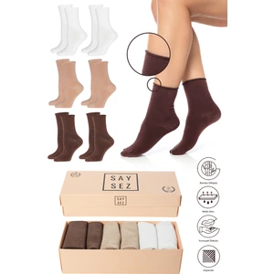 Bambu Kadın Lastiksiz Soket Dikişsiz Premium Çorap Kutulu 6'lı / Iz Bırakmaz / Sıkmayan Çorap