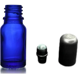 Zylan Ambalaj 20 ml Mavi Cam Şişe Roll-On Şişe, 12 Adet, Bilye Başlıklı Şişe