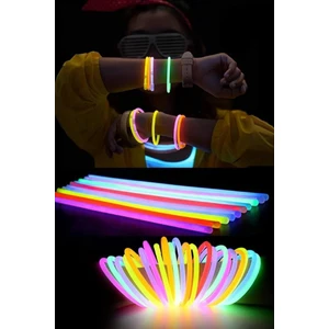 50 Adet Glow Işık Bileklik Fosforlu Yılbaşı Gece Kulüp Konser Parti Bilekliği Neon Stick Çubuk 20 cm